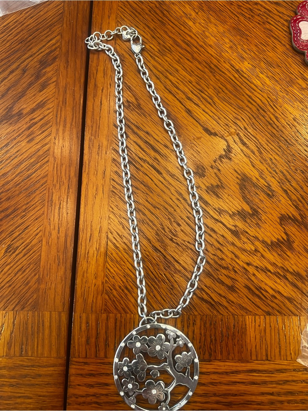 Brighton Silver Floral Openwork Pendant Necklace